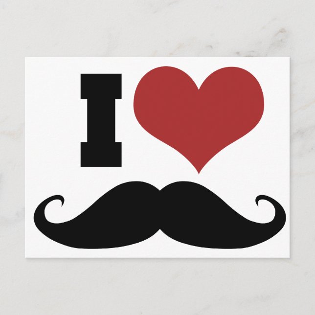 I Love Mustache Postcard (Front)