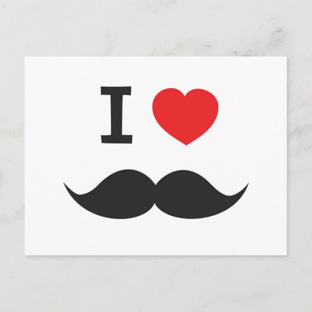 I Love Mustache Postcard (Front)