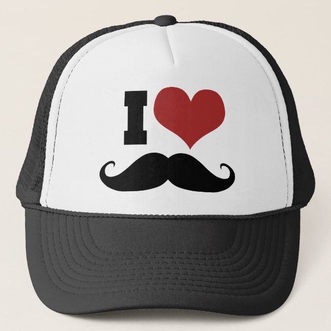 I Love Mustache Trucker Hat (Front)