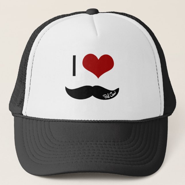 I love mustache trucker hat (Front)