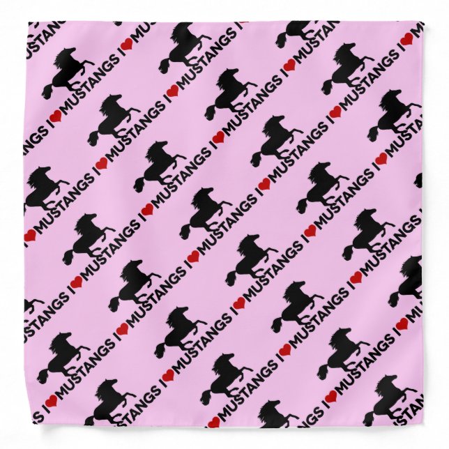 I Love Mustangs - Bandana - Pink (Front)