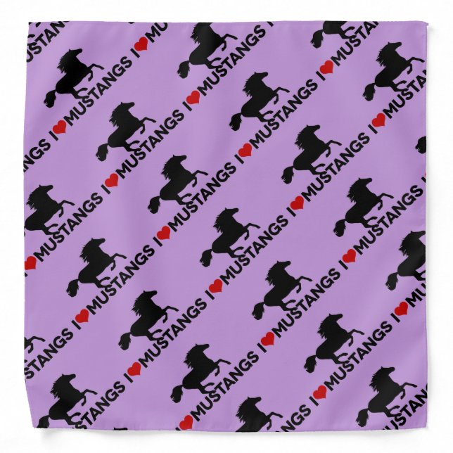 I Love Mustangs - Bandana - Purple (Front)