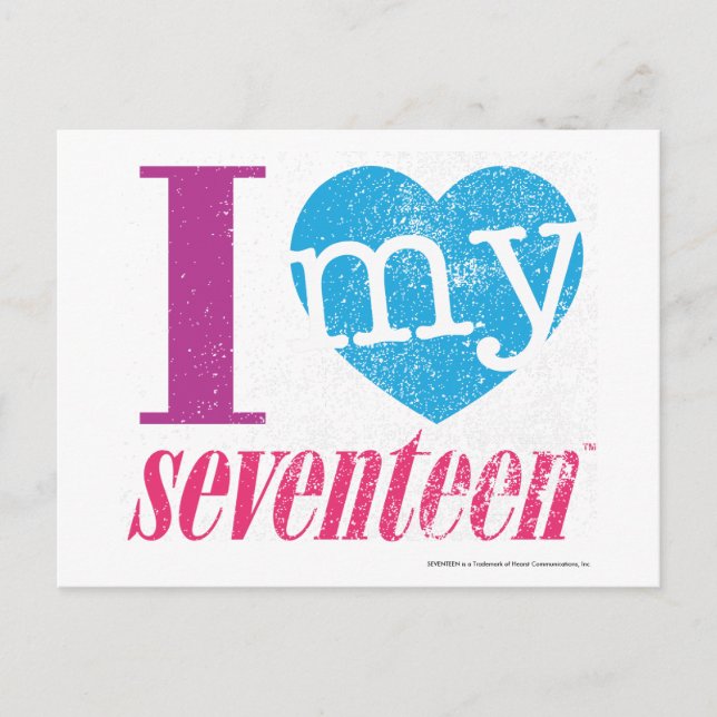 I Love My 17 Aqua Postcard (Front)