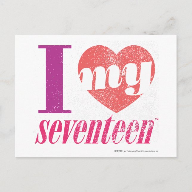 I Love My 17 Pink Postcard (Front)