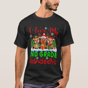 I Love My 2nd Grade Reindeers Christmas Teacher St T-Shirt