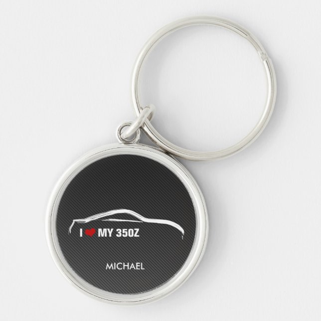 I Love my 350Z w/ faux Carbon fiber Keychain (Front)