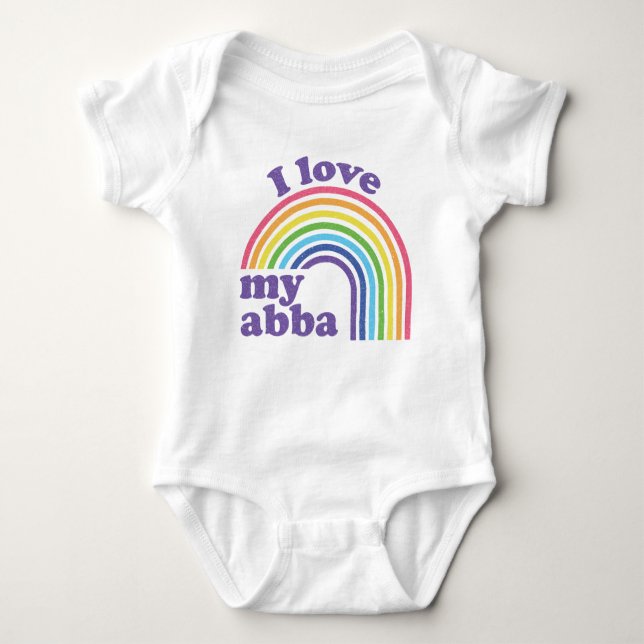 I Love My Abba - Cute Rainbow  Baby Bodysuit (Front)