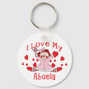 I love My Abuela Rag Doll & Hearts Keychain