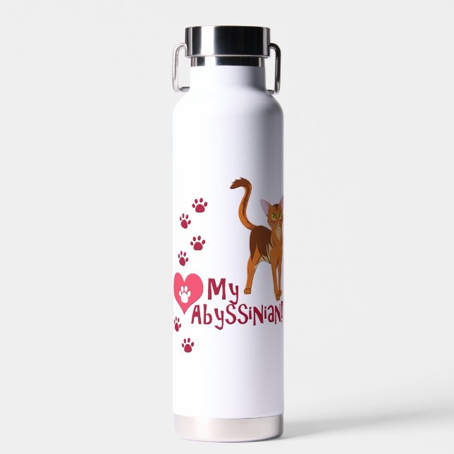 I Love My Abyssinian! Water Bottle (Front)