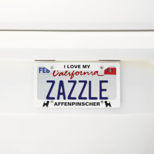 I Love My Affenpinscher   Affen Dog Silhouettes License Plate Frame