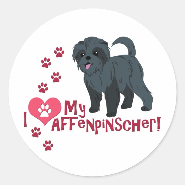I Love My Affenpinscher! Classic Round Sticker (Front)