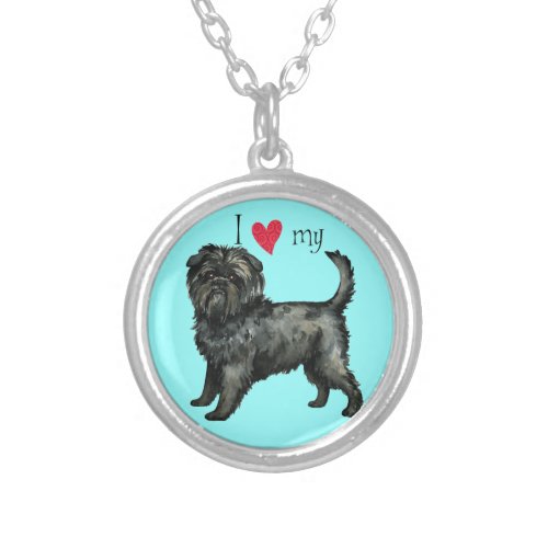 I Love my Affenpinscher Silver Plated Necklace