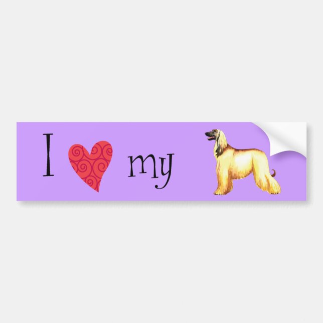 I Love my Afghan Hound Bumper Sticker (Front)