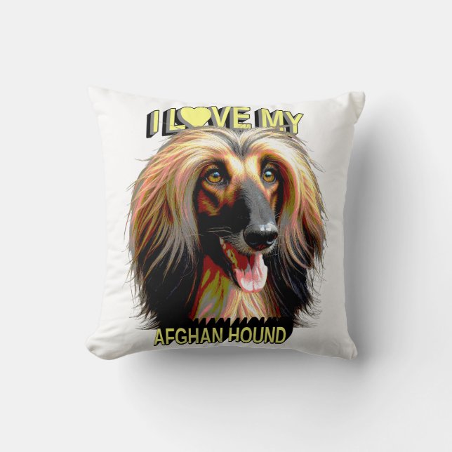 I Love My Afghan Hound – Elegant Dog Lover Design Throw Pillow (Front)