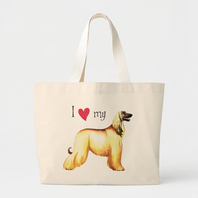 I Love my Afghan Hound Large Tote Bag (Front)