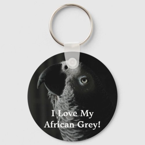 I Love My African Grey Parrot Keychain