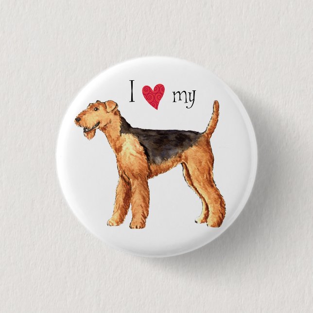 I Love my Airedale Button (Front)