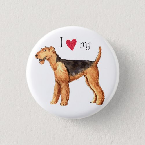 I Love my Airedale Button
