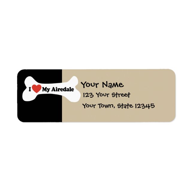 I Love My Airedale - Dog Bone Label (Front)