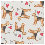 I Love my Airedale Fabric