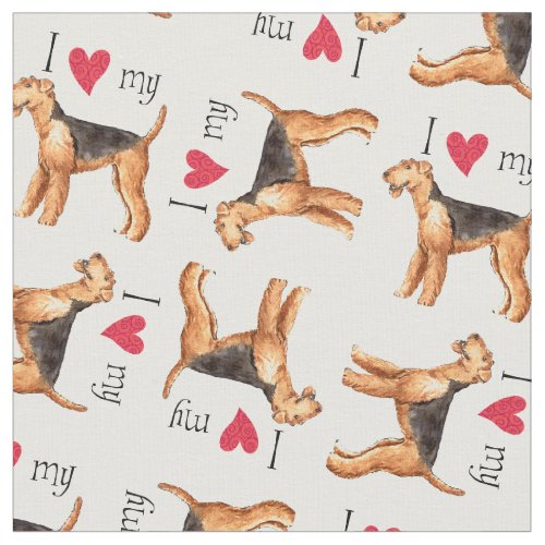 I Love my Airedale Fabric