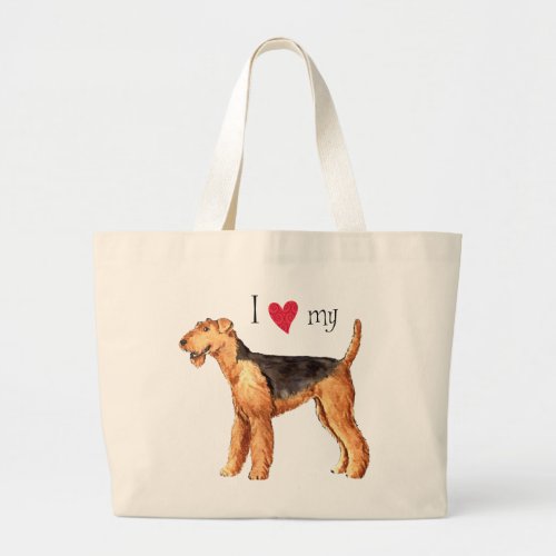I Love my Airedale Large Tote Bag