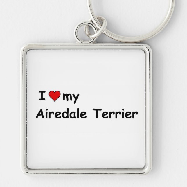I Love My Airedale Terrier Keychain (Front)