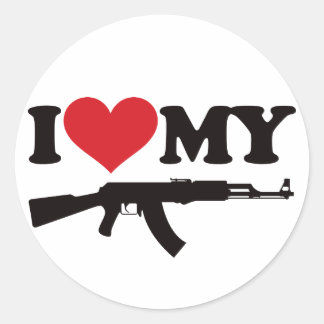 I Love My AK47 Classic Round Sticker