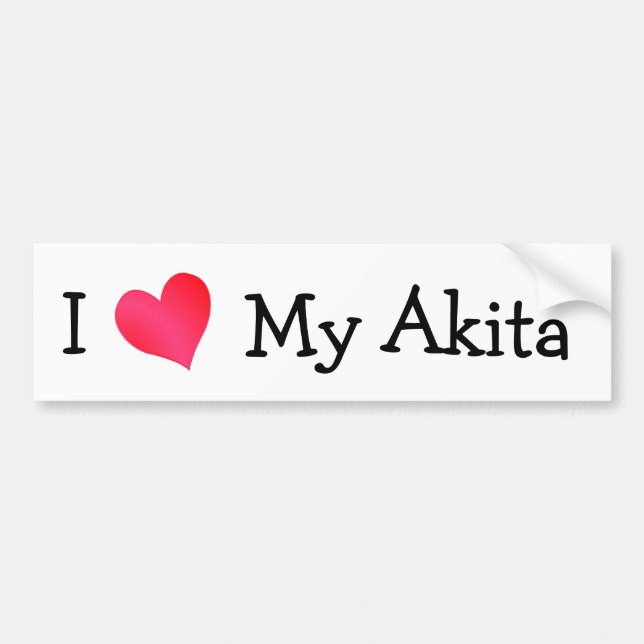 I Love My Akita Bumper Sticker (Front)