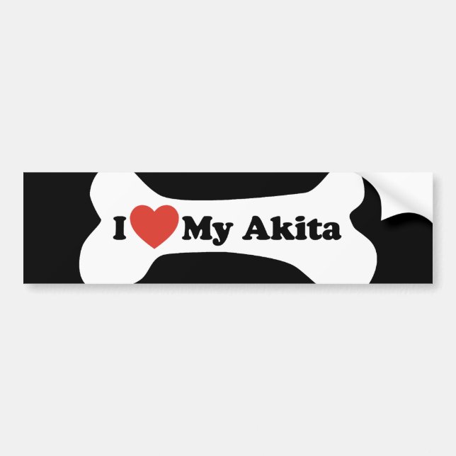 I Love My Akita - Dog Bone Bumper Sticker (Front)