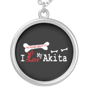 I Love My Akita Silver Plated Necklace