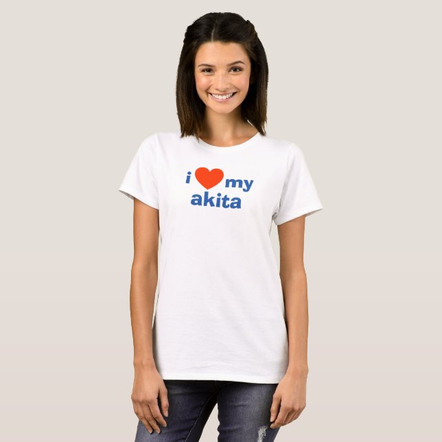 I Love My Akita T-Shirt (Front Full)