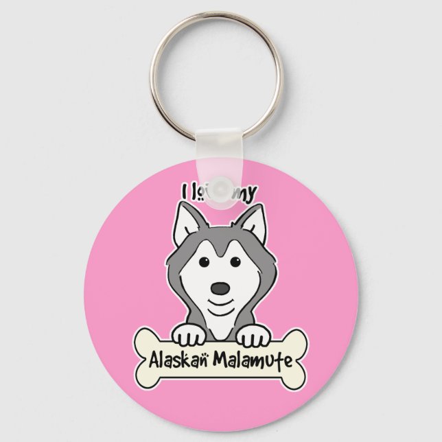 I Love My Alaskan Malamute Keychain (Front)
