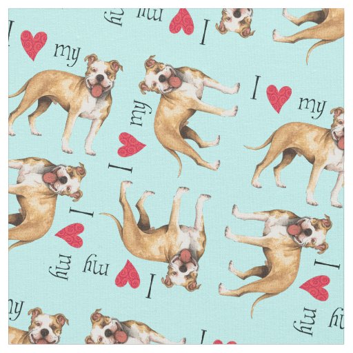 I Love my Am Staff Fabric