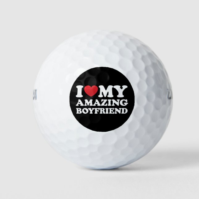 I Love My Amazing Boyfriend I Heart My Hot Bf Golf Balls (Front)