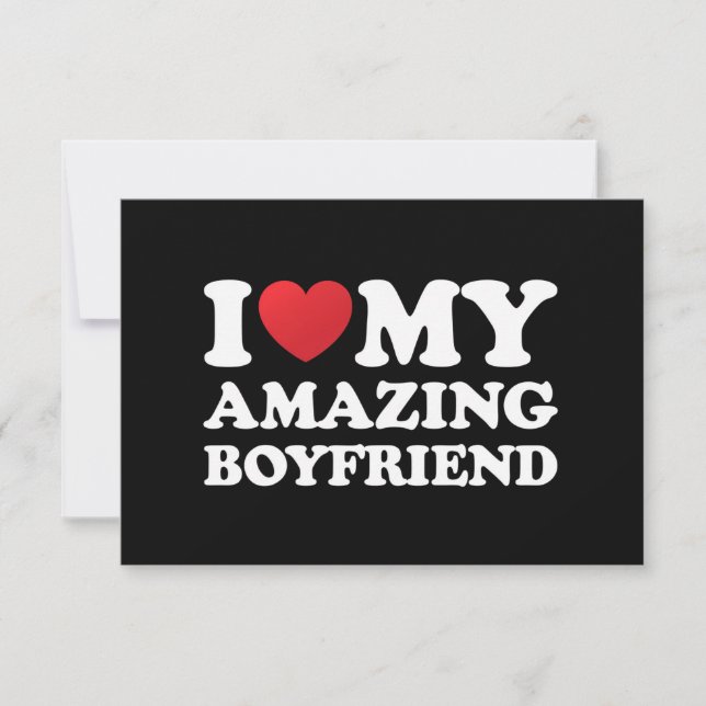 I Love My Amazing Boyfriend I Heart My Hot Bf Thank You Card (Front)