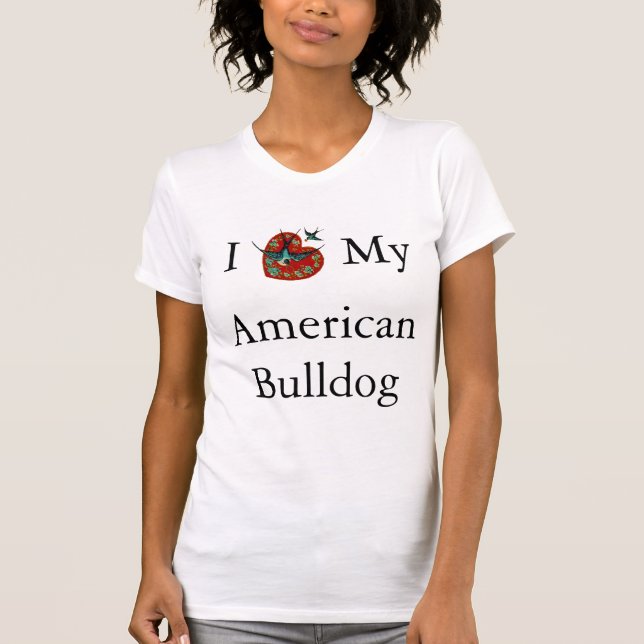 I Love My American Bulldog Birds Flying T-Shirt (Front)
