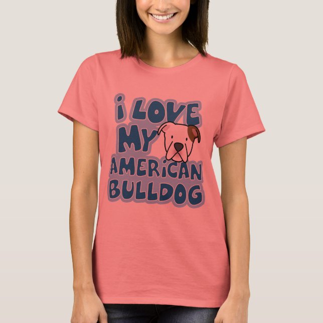 I Love My American Bulldog Ladies Ringer T-Shirt (Front)