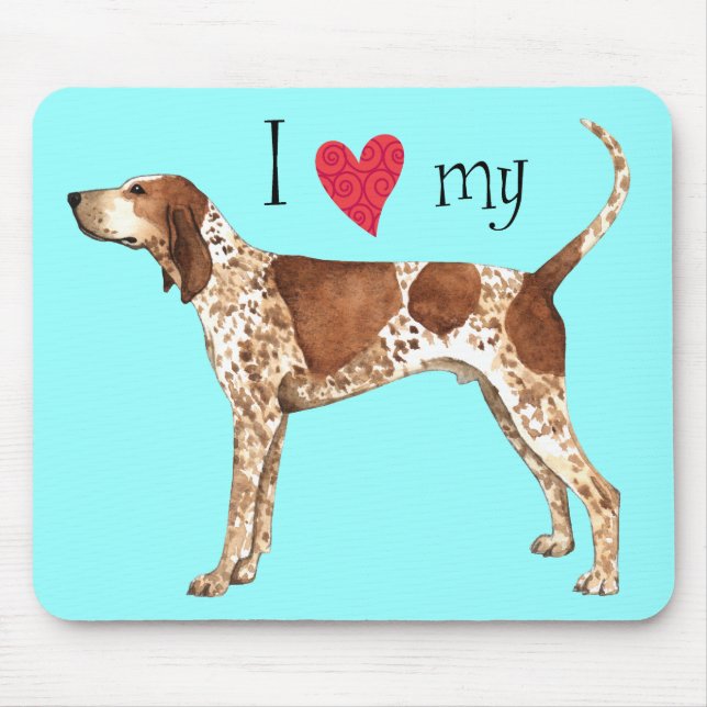 I Love my American English Coonhound Mouse Pad (Front)