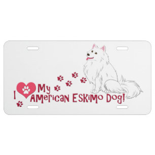 I Love My American Eskimo Dog! License Plate