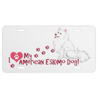 I Love My American Eskimo Dog! License Plate