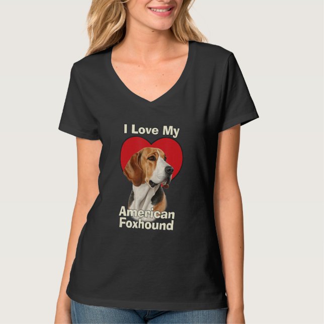 I Love My American Foxhound Puppy Dog T-Shirt (Front)