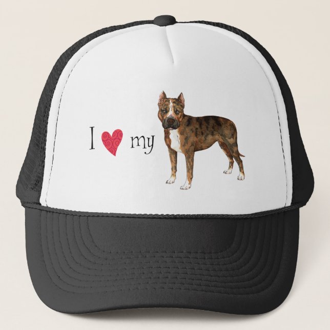 I Love my American Staffordshire Terrier Trucker Hat (Front)