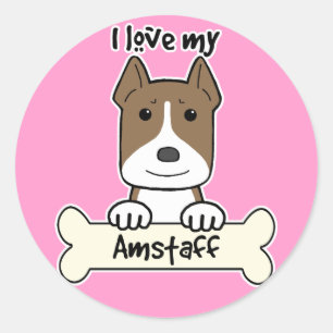 I Love My Amstaff Classic Round Sticker