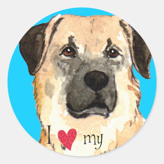I Love my Anatolian Shepherd Classic Round Sticker (Front)