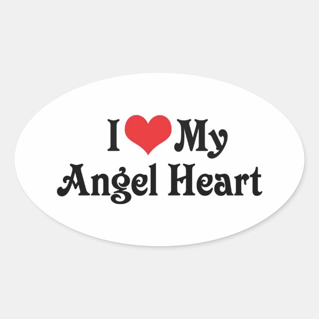 I Love My Angel Heart Oval Sticker (Front)