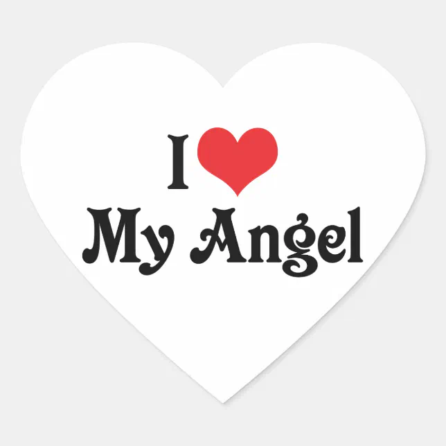 I Love My Angel Heart Sticker | Zazzle