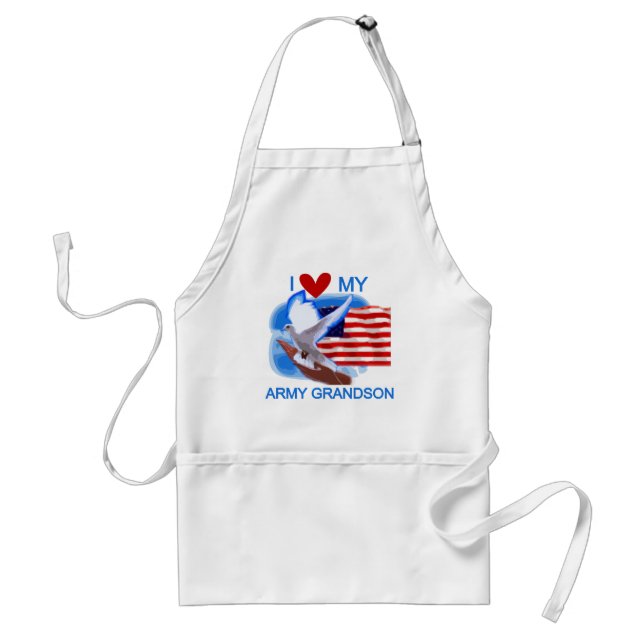 I Love My Army Grandson Tshirts and Gifts Adult Apron (Front)
