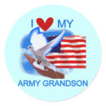 I Love My Army Grandson Tshirts and Gifts Classic Round Sticker