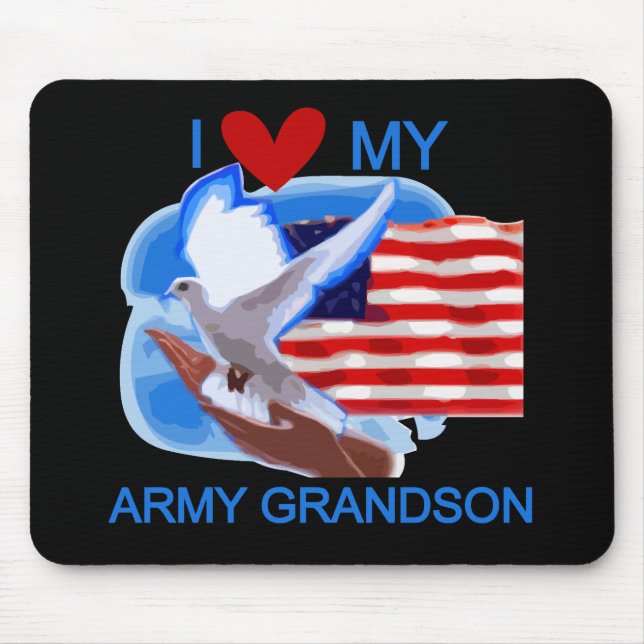 I Love My Army Grandson Tshirts and Gifts Mouse Pad (Front)